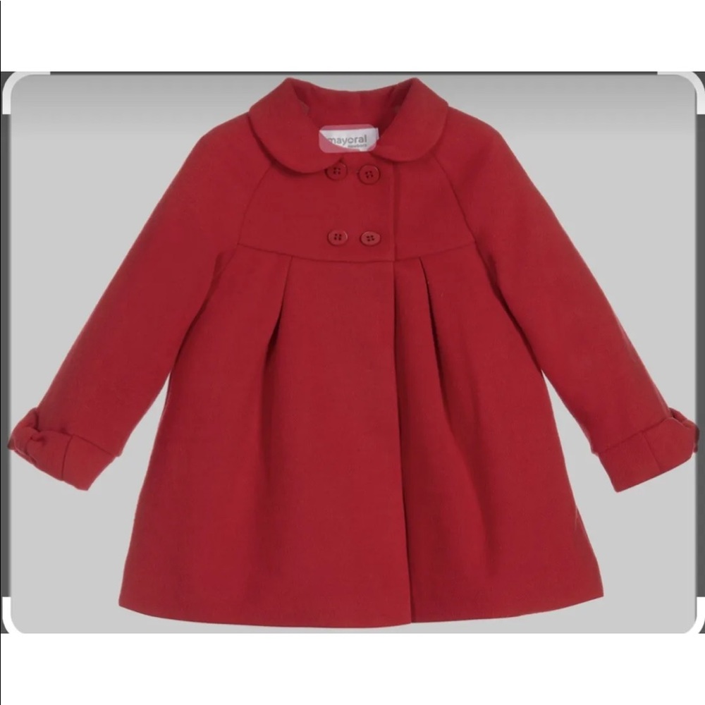 NWT Toddler Girls Spanish designer Mayoral Red Fall/Winter Coat 12 mo